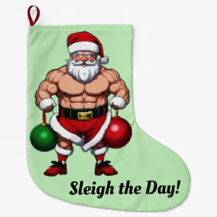 Funny Gym Santa Claus Christmas Stocking
