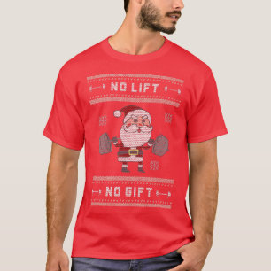 Funny Gym Santa Lifting Weight Ugly Christmas Swea T-Shirt