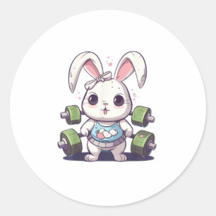 Funny Gym Workout Bunny Fitness Studio Rabbit Card Classic Round Sticker