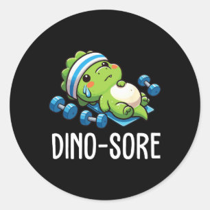 Funny Gym Workout Dinosaur Weight Lifting Gym Dino Classic Round Sticker