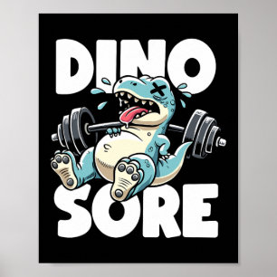 Funny Gym Workout Dinosaur Weight Lifting Gym Dino Poster