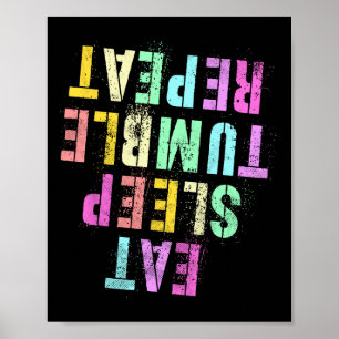 Funny Gymnast Eat Sleep Tumble Repeat Toddler Flip Poster