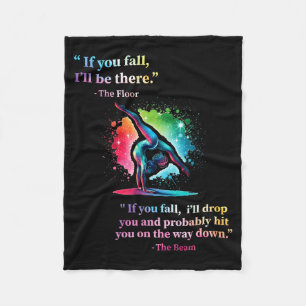 Funny Gymnastics Floor Saying Gymnast Girl Rainbow Fleece Blanket