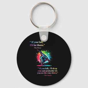 Funny Gymnastics Floor Saying Gymnast Girl Rainbow Key Ring
