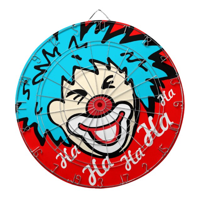 Funny ha ha graphic clown dart board (Front)
