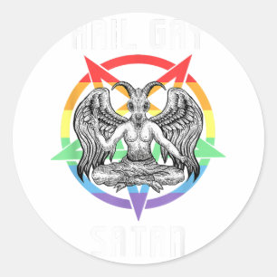 Funny Hail Gay Satan LGBT Goth Gay Pride Baphomet Classic Round Sticker