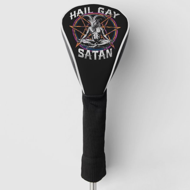 Funny Hail Gay Satan LGBT Goth Gay Pride Baphomet Golf Head Cover (Front)