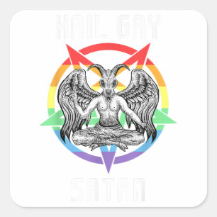 Funny Hail Gay Satan LGBT Goth Gay Pride Baphomet Square Sticker