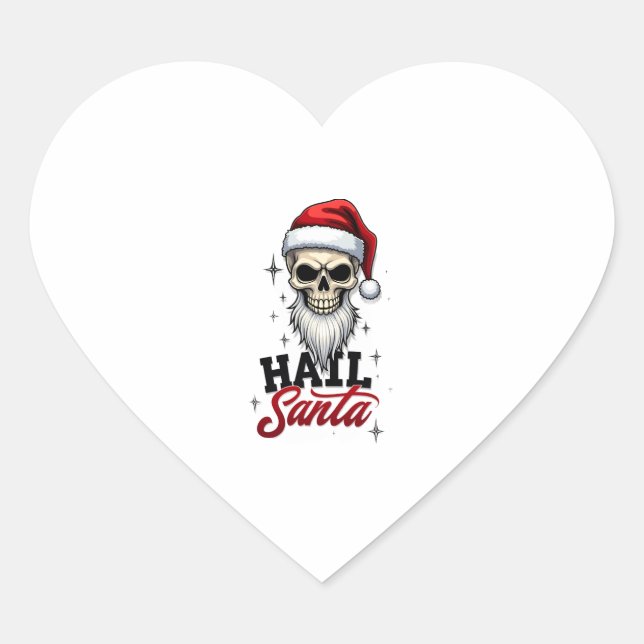 Funny Hail Santa Claus Skull Skeleton Antichrist C Heart Sticker (Front)