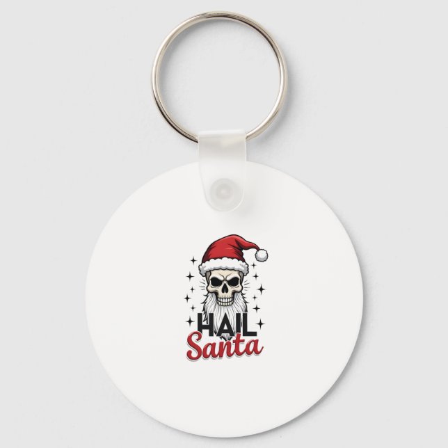 Funny Hail Santa Claus Skull Skeleton Antichrist C Key Ring (Front)