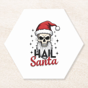 Funny Hail Santa Claus Skull Skeleton Antichrist C Paper Coaster
