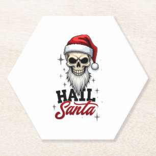 Funny Hail Santa Claus Skull Skeleton Antichrist C Paper Coaster