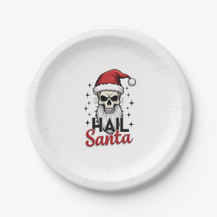 Funny Hail Santa Claus Skull Skeleton Antichrist C Paper Plate
