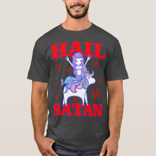 Funny Hail Satan Unicorn Mermaid Death Metal Gift T-Shirt