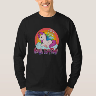funny hail Satan unicorn text humour happy jo T-Shirt