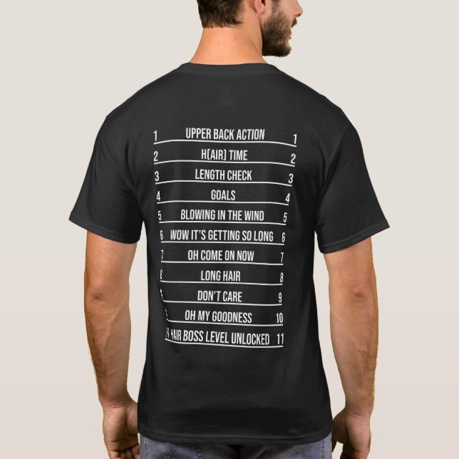Funny Hair Length Check T-Shirt (Back)