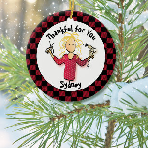 Funny Hairdresser Small Gift Thank You Beautician Ceramic Tree Decoration