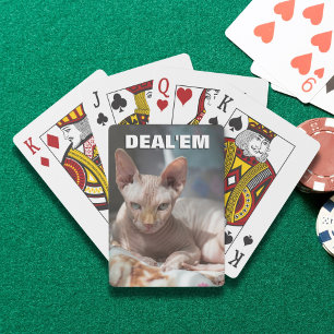 Funny Hairless Sphynx Cat Deal'em Custom Playing Cards