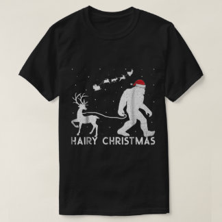Funny Hairy Christmas Bigfoot Design T-Shirt