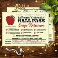 Funny Hall Pass Teacher Retirement Party