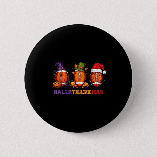 Funny Hallothankmas Football Halloween Thanksgivin 6 Cm Round Badge (Front)