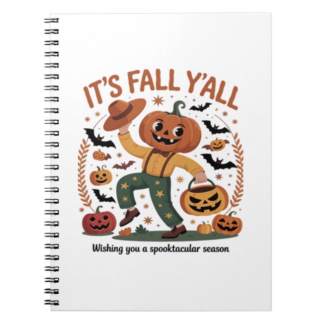 Funny Halloween Autumn Cute It’s Fall Y’all Pumpki Notebook (Front)