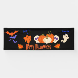Funny Halloween Banner Fall Pumpkin Ghosts
