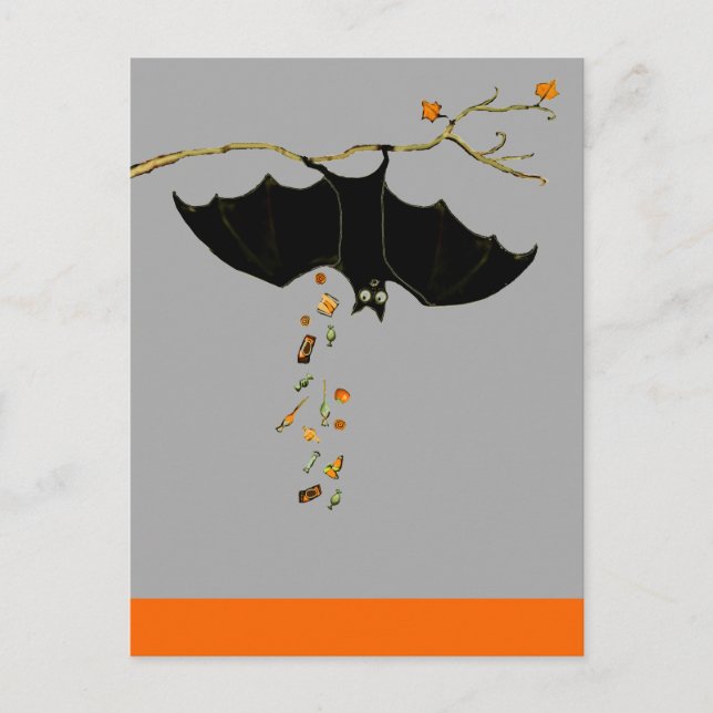 Funny Halloween Bat Postcard (Front)
