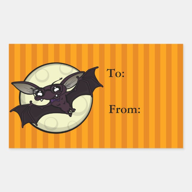 FUNNY HALLOWEEN BAT RECTANGLE GIFT STICKERS (Front)