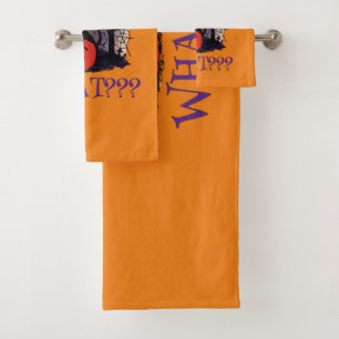 Funny Halloween Bewitched Black Cat What? Bath Towel Set