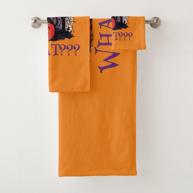 Funny Halloween Bewitched Black Cat What? Bath Towel Set (Insitu)