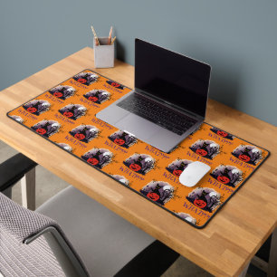 Funny Halloween Bewitched Black Cat What? Desk Mat