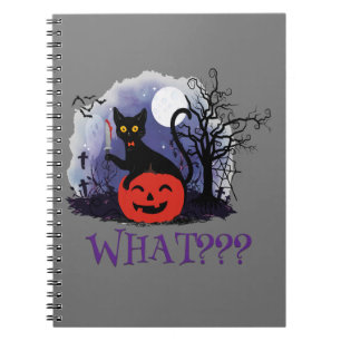 Funny Halloween Bewitched Black Cat What? Notebook