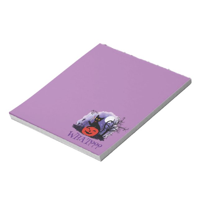 Funny Halloween Bewitched Black Cat What? Notepad (Rotated)