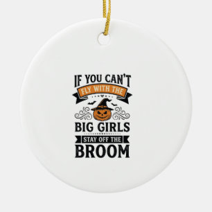 Funny Halloween Big Girls Broom Vintage Shirt Desi Ceramic Tree Decoration