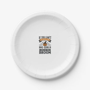 Funny Halloween Big Girls Broom Vintage Shirt Desi Paper Plate