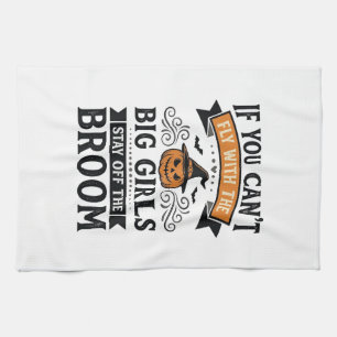 Funny Halloween Big Girls Broom Vintage Shirt Desi Tea Towel