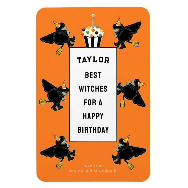Funny Halloween Birthday Personalised Card Magnet (Vertical)