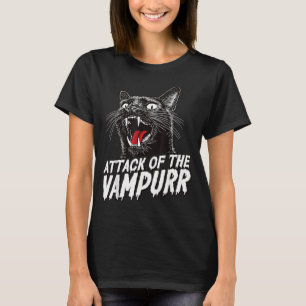 Funny Halloween Black Cat Cats Vampire Attack Of T-Shirt