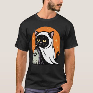 Funny Halloween Black Cat in a Ghost Costume Toddl T-Shirt
