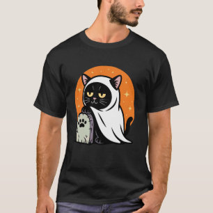 Funny Halloween Black Cat in a Ghost Costume Toddl T-Shirt
