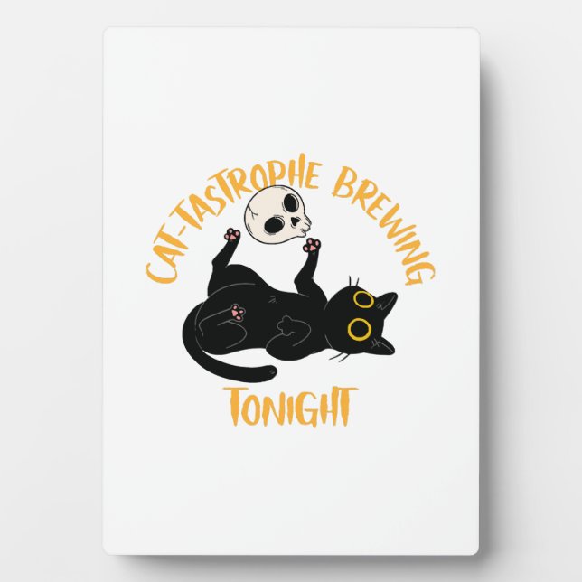funny halloween black cat plaque (Front)