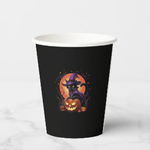Funny Halloween Black Cat Pumpkin Costume Cat Love Paper Cups