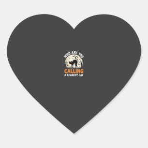 Funny Halloween Black Cat Scaredy Cat Vector Desig Heart Sticker