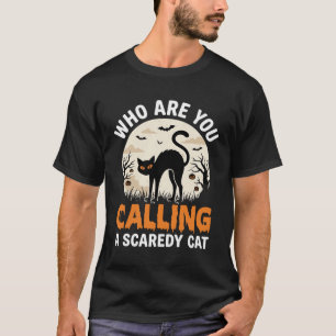 Funny Halloween Black Cat Scaredy Cat Vector Desig T-Shirt