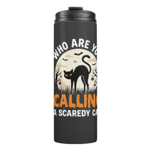 Funny Halloween Black Cat Scaredy Cat Vector Desig Thermal Tumbler
