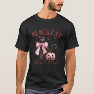 Funny Halloween Black Cat Social Club Men Women T-Shirt
