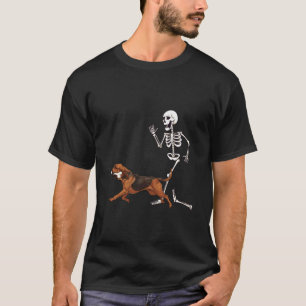 Funny Halloween Bloodhound and Skeleton T-Shirt