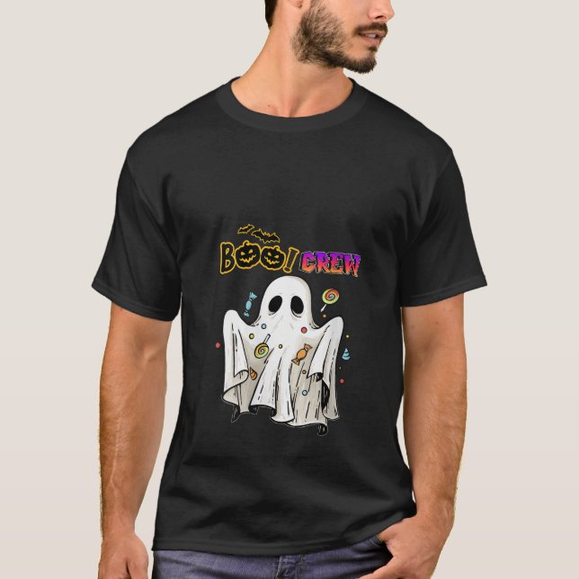 Funny halloween boo crew groovy ghost pumpkin patc T-Shirt (Front)