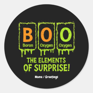 Funny Halloween Boo Elements Science Surprise Gift Classic Round Sticker